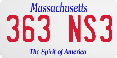 MA license plate 363NS3