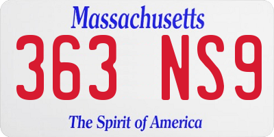 MA license plate 363NS9