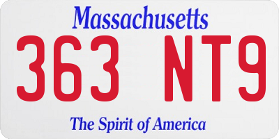 MA license plate 363NT9