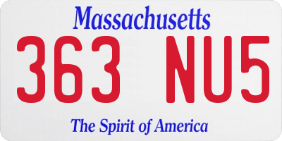 MA license plate 363NU5