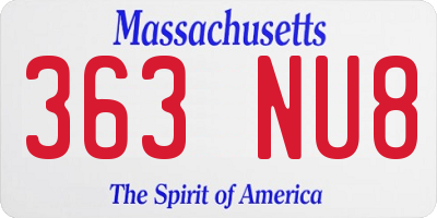 MA license plate 363NU8