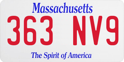 MA license plate 363NV9