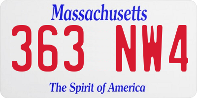 MA license plate 363NW4
