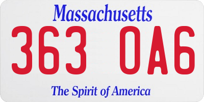 MA license plate 363OA6