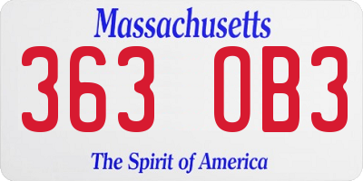 MA license plate 363OB3