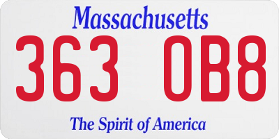 MA license plate 363OB8
