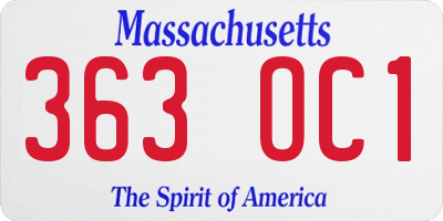 MA license plate 363OC1