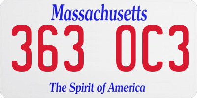 MA license plate 363OC3