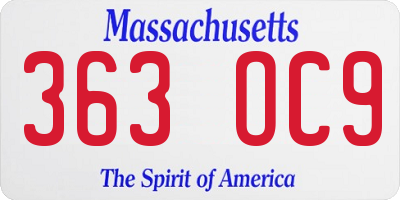 MA license plate 363OC9