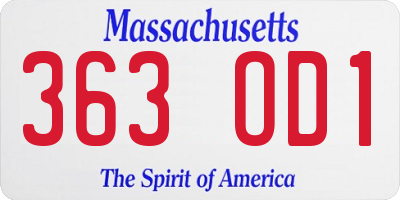 MA license plate 363OD1