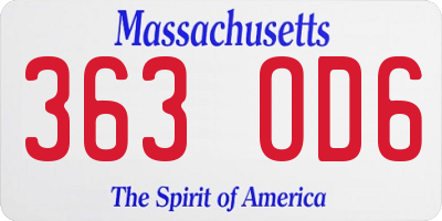 MA license plate 363OD6