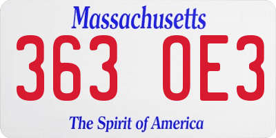 MA license plate 363OE3