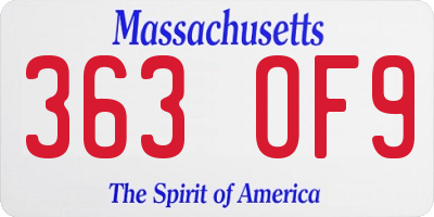 MA license plate 363OF9