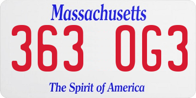 MA license plate 363OG3