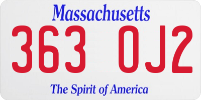 MA license plate 363OJ2