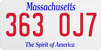 MA license plate 363OJ7