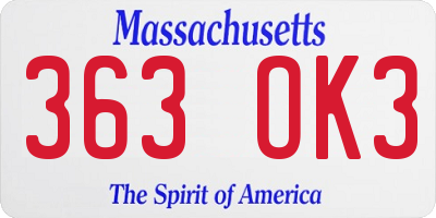 MA license plate 363OK3