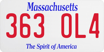 MA license plate 363OL4