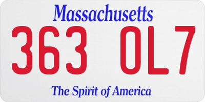 MA license plate 363OL7