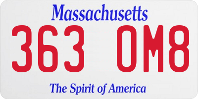 MA license plate 363OM8