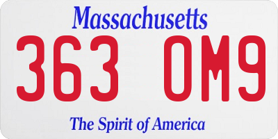 MA license plate 363OM9