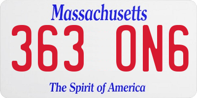 MA license plate 363ON6