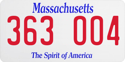 MA license plate 363OO4
