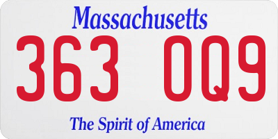 MA license plate 363OQ9