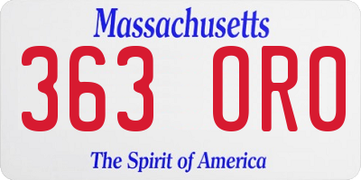 MA license plate 363OR0