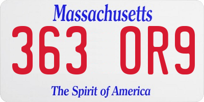 MA license plate 363OR9