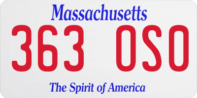 MA license plate 363OS0