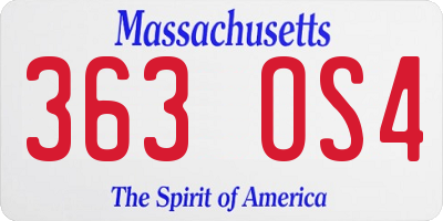 MA license plate 363OS4