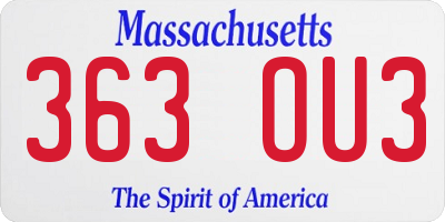 MA license plate 363OU3