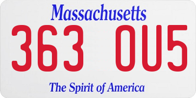MA license plate 363OU5
