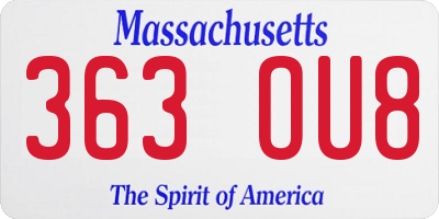 MA license plate 363OU8