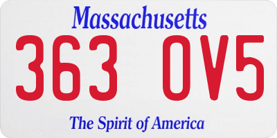 MA license plate 363OV5