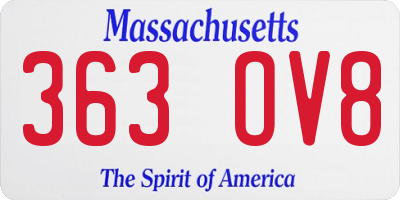 MA license plate 363OV8