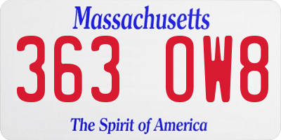 MA license plate 363OW8