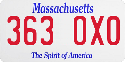 MA license plate 363OX0