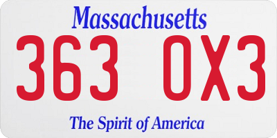 MA license plate 363OX3