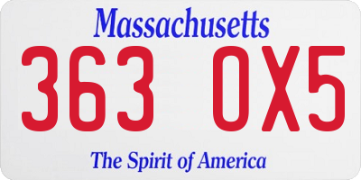 MA license plate 363OX5