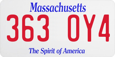 MA license plate 363OY4