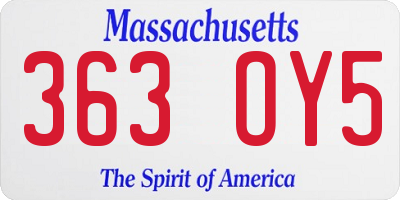 MA license plate 363OY5