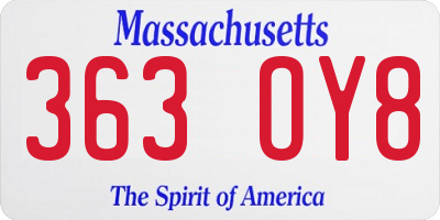MA license plate 363OY8