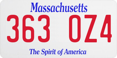 MA license plate 363OZ4