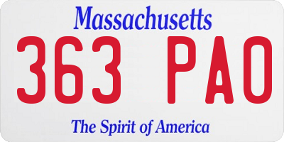 MA license plate 363PA0
