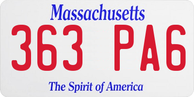 MA license plate 363PA6