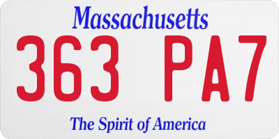 MA license plate 363PA7
