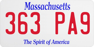 MA license plate 363PA9