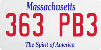 MA license plate 363PB3